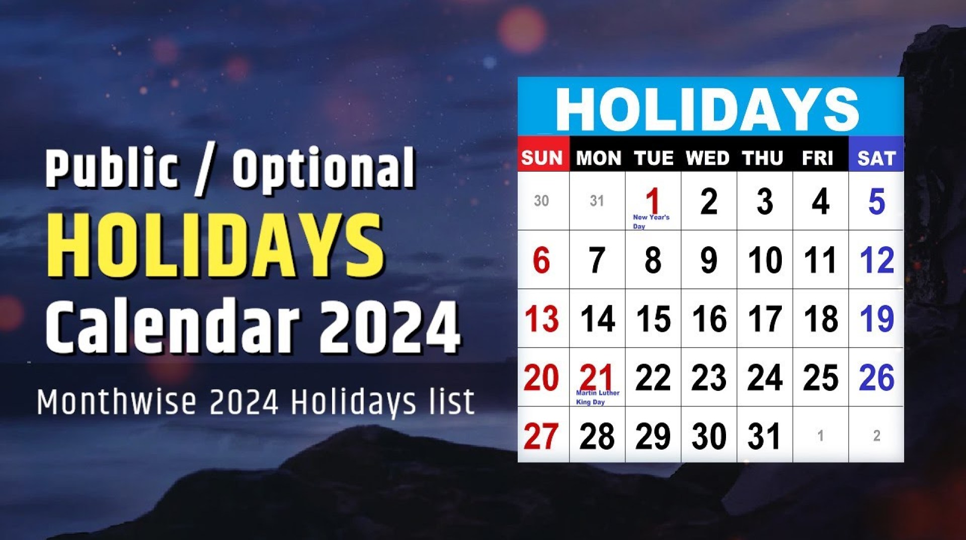 Holidays Calendar 2024 – List of Public holidays, Government Holidays in 2024 Holidays Calendar 2024 – List of Public holidays, Government Holidays in 2024