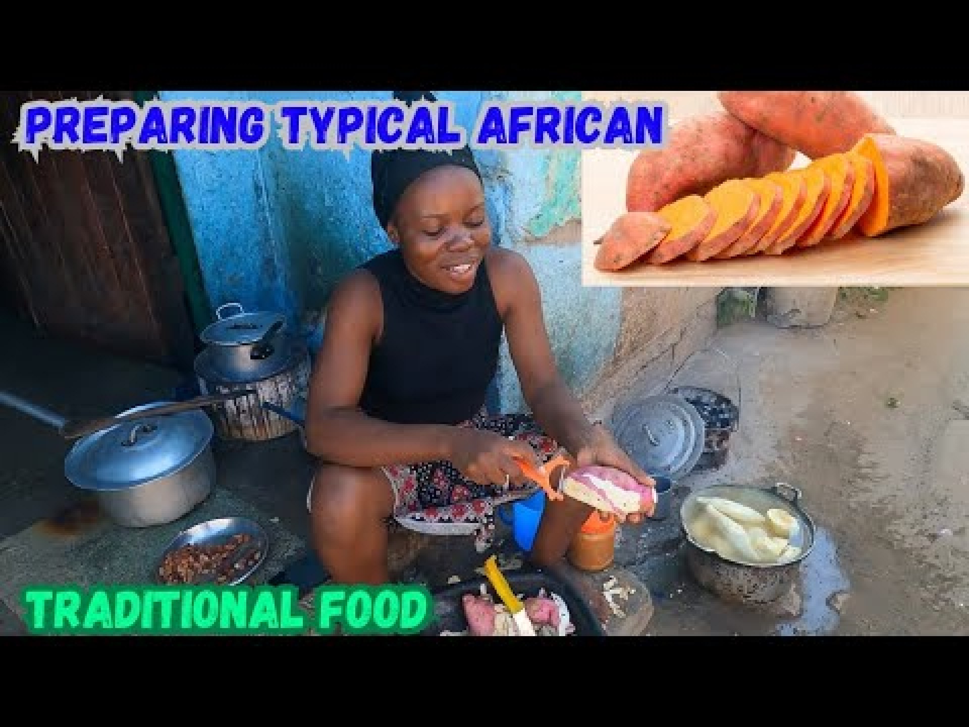 Preparing typical African traditional food Preparing typical African traditional food