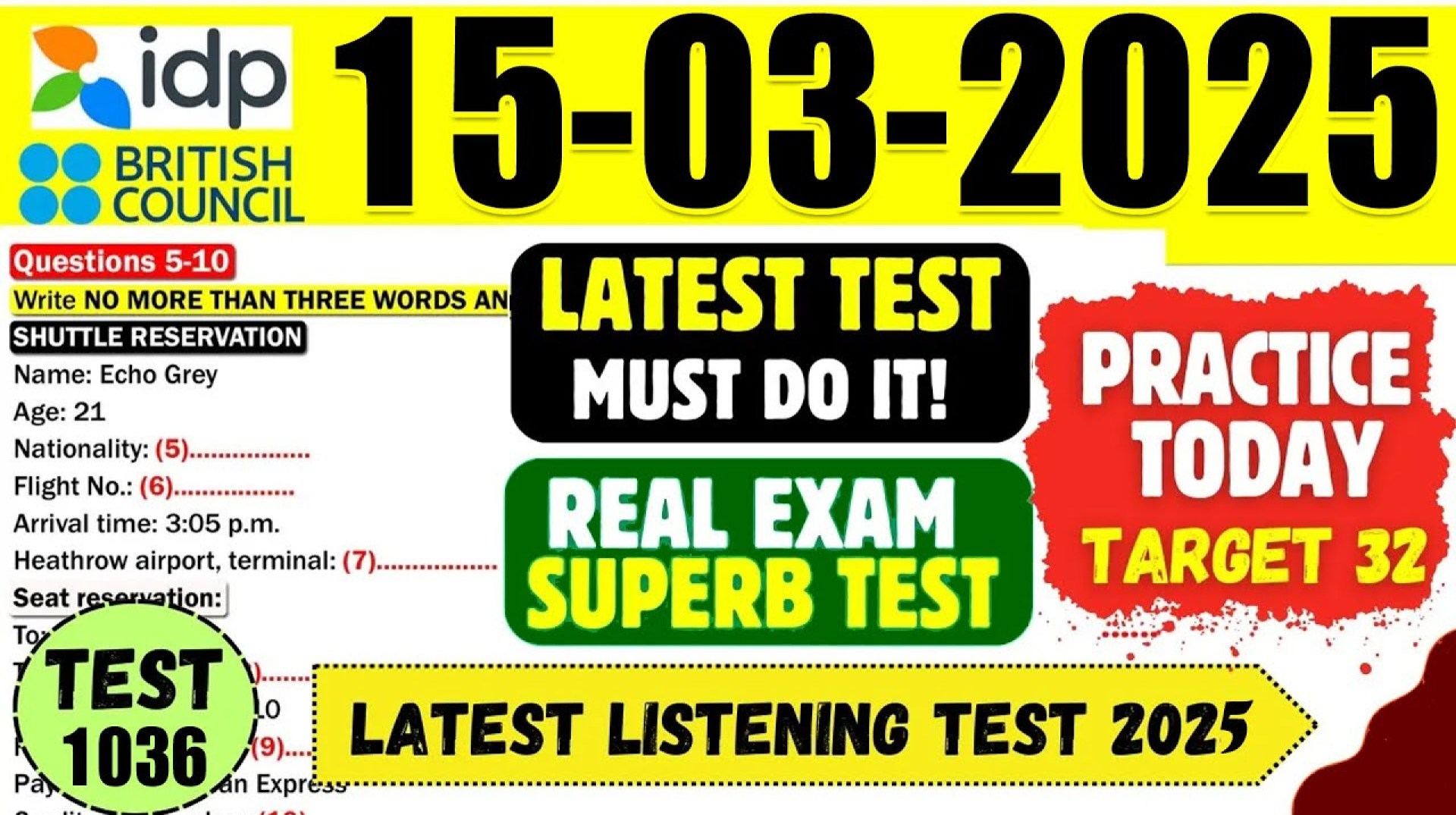 IELTS Listening Practice Test 2025 with Answers | 15.03.2025 | Test No – 1035 IELTS Listening Practice Test 2025 with Answers | 15.03.2025 | Test No – 1035