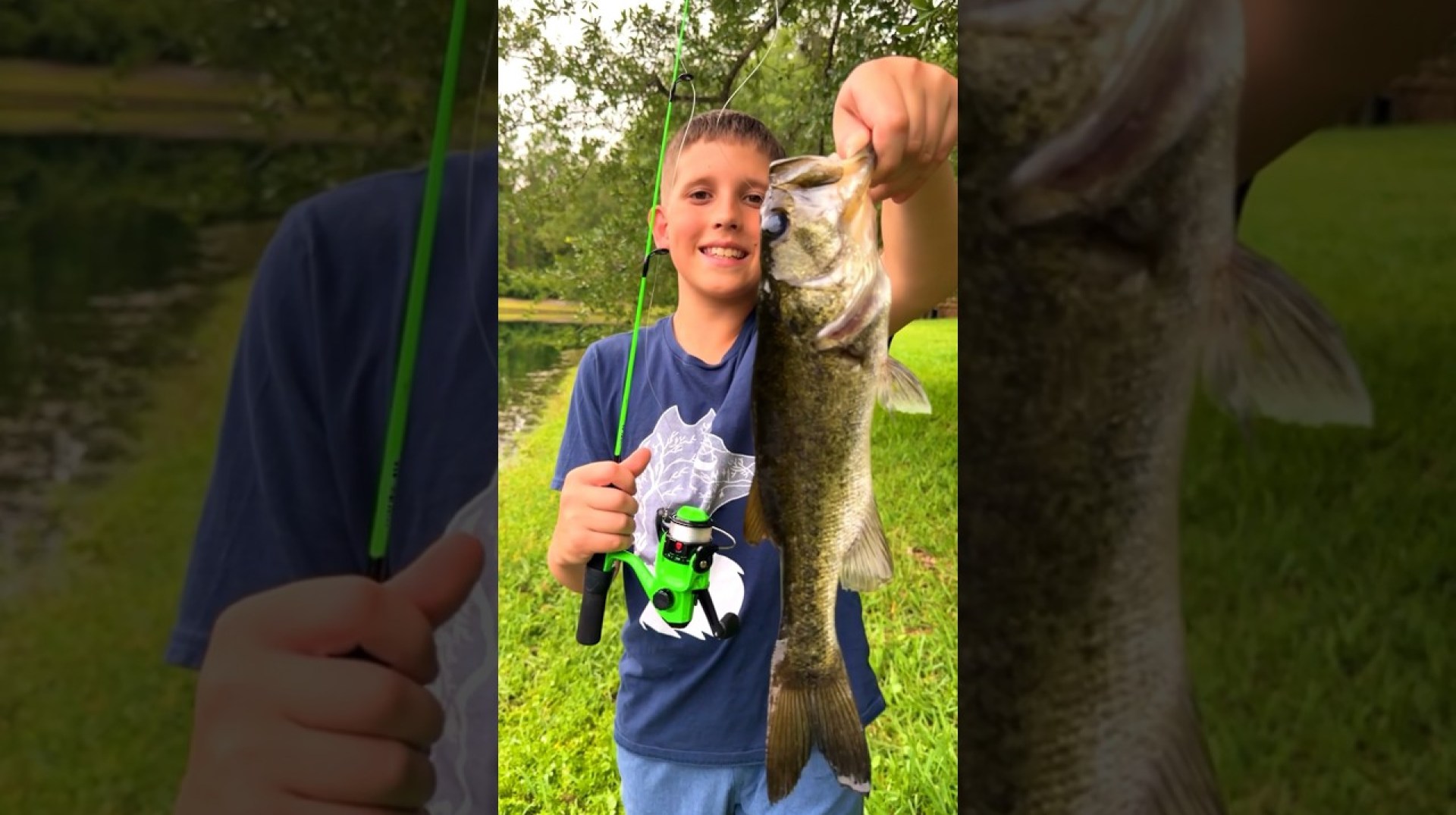 How to Catch a Big Bass with the Smallest tiny Fishing Rod! Kids Fishing #kidfishing #fishing How to Catch a Big Bass with the Smallest tiny Fishing Rod! Kids Fishing #kidfishing #fishing