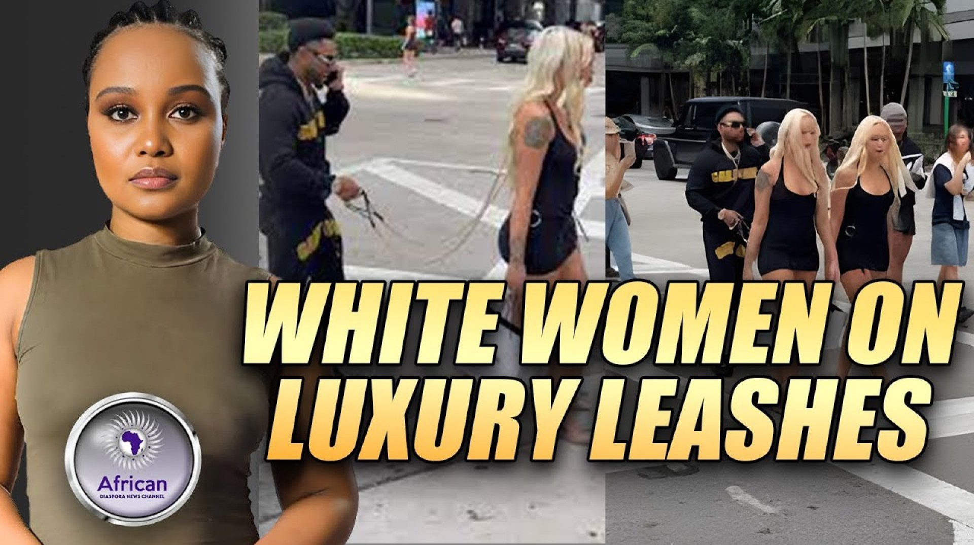 A Black Man Seen Strolling Down The Miami Streets With White Women Tied On A Leash. A Black Man Seen Strolling Down The Miami Streets With White Women Tied On A Leash.