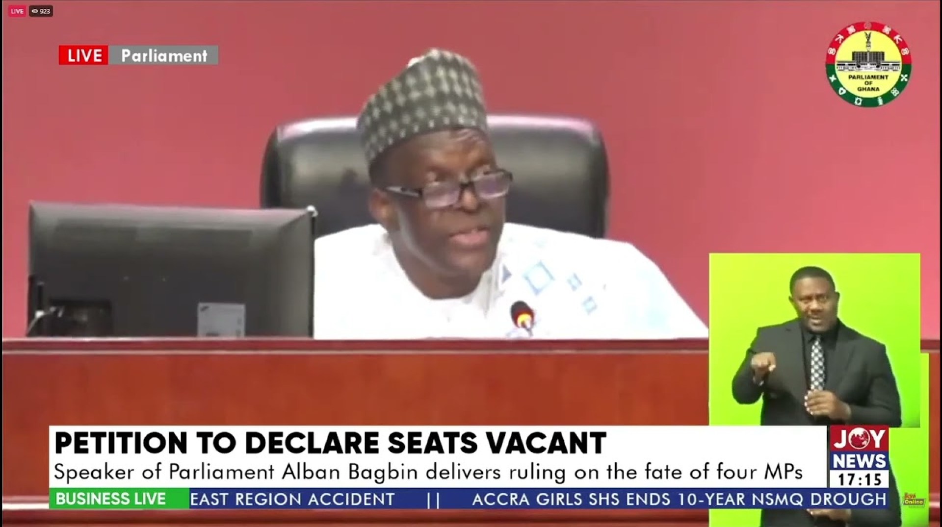 NDC takes Majority in Parliament as Speaker Alban Bagbin declares 4 Parliamentary seats vacant NDC takes Majority in Parliament as Speaker Alban Bagbin declares 4 Parliamentary seats vacant
