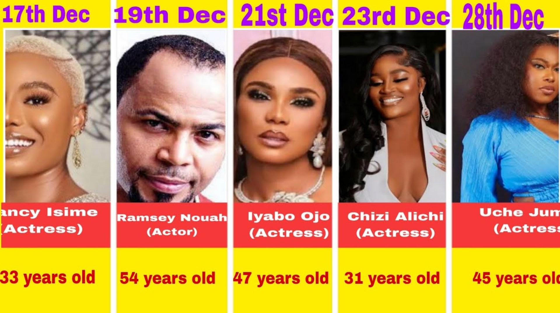 Famous Nigerian Celebrities who have birthdays in December Famous Nigerian Celebrities who have birthdays in December