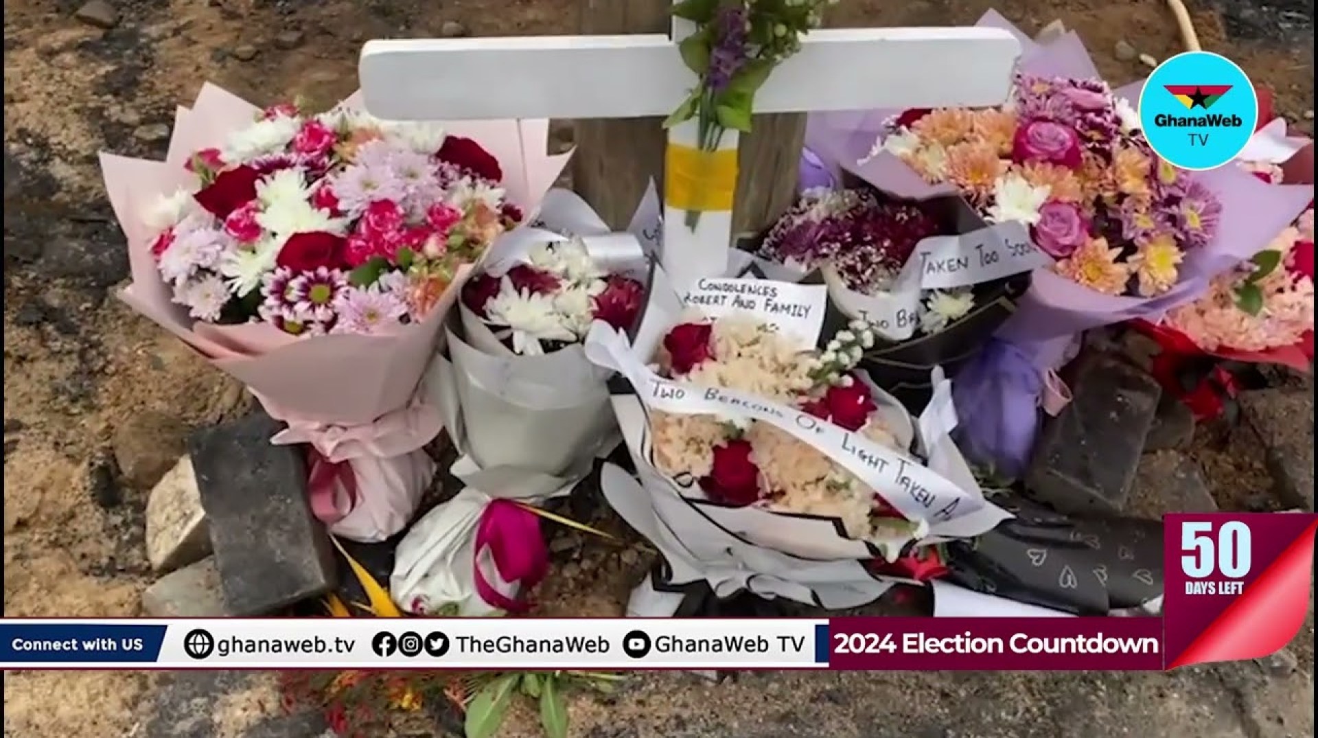 East Legon Tragedy: Loved ones pay tribute with roses at tragic crash site East Legon Tragedy: Loved ones pay tribute with roses at tragic crash site