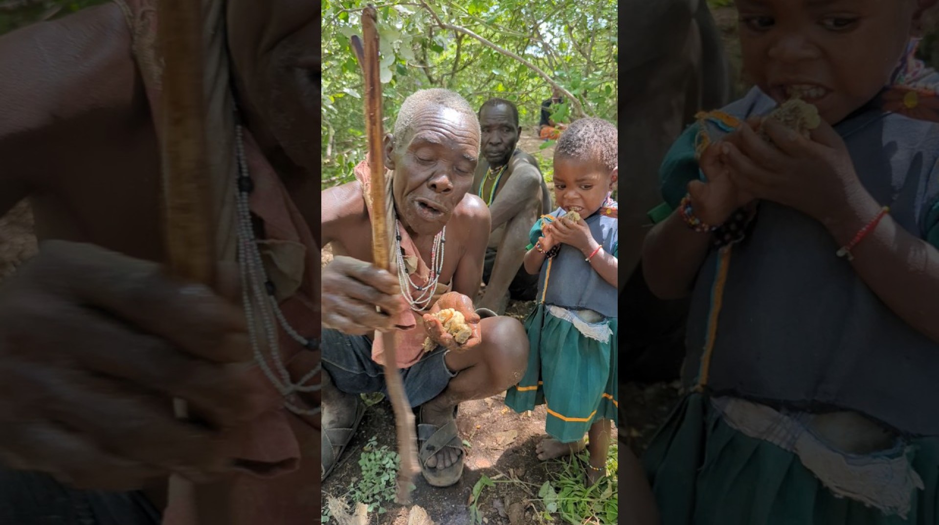 Grandpa and kid eating together in the wild kitchen #hadzabetribe #shortvideo Grandpa and kid eating together in the wild kitchen #hadzabetribe #shortvideo