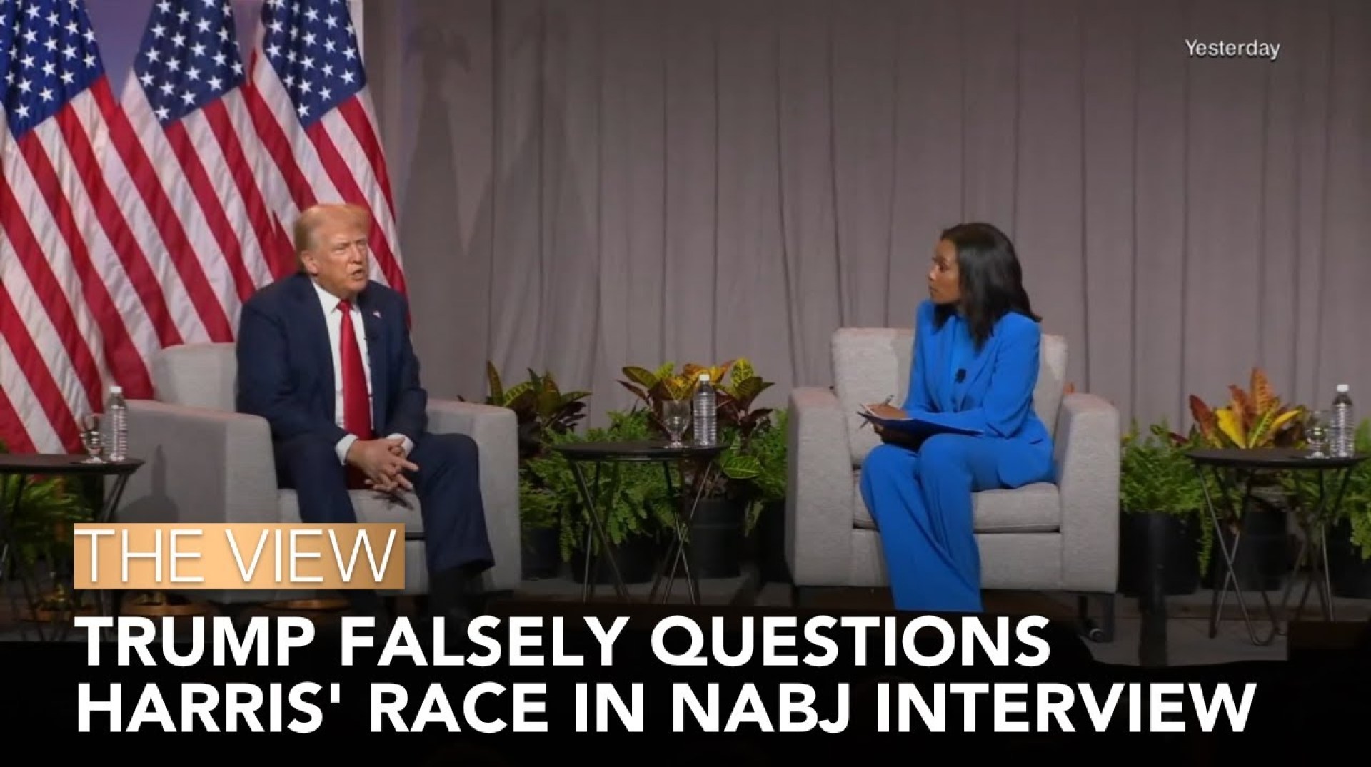 Trump Falsely Questions Harris' Race In NABJ Interview | The View Trump Falsely Questions Harris' Race In NABJ Interview | The View
