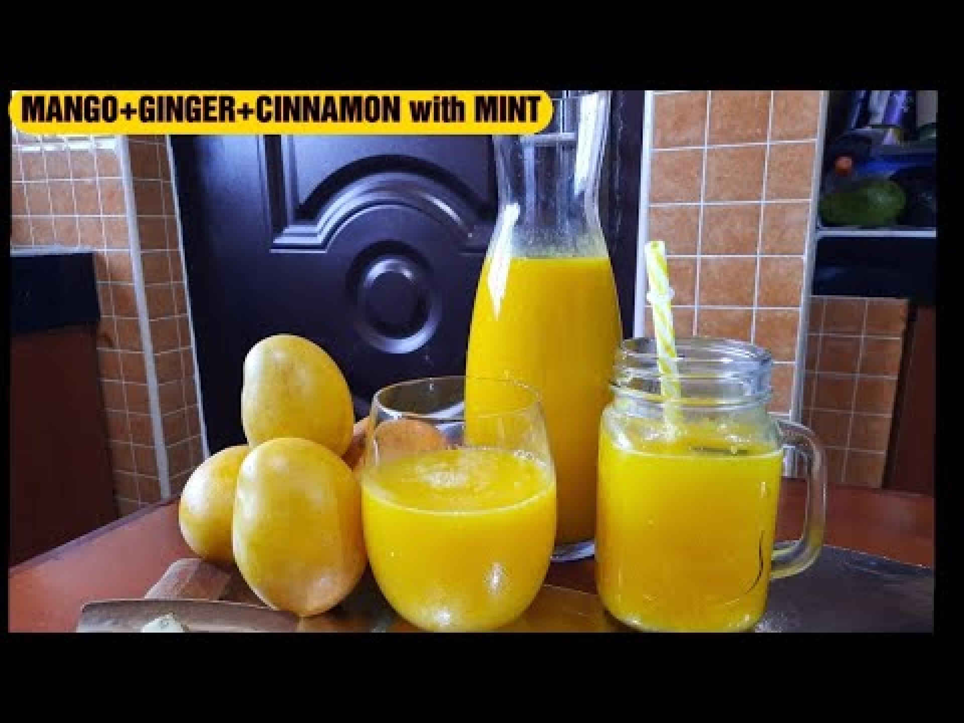 MANGO GINGER AND CINNAMON JUICE INFUSED WITH MINT MANGO GINGER AND CINNAMON JUICE INFUSED WITH MINT