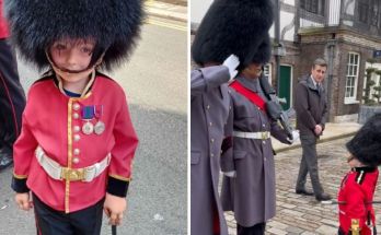 Scots Guard Stop To Formally Inspect And Salute Frank The Tiny Soldier Scots Guard Stop To Formally Inspect And Salute Frank The Tiny Soldier