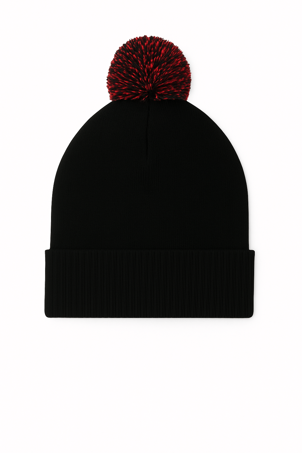 UC413 Black/Red Pom Pom Beanie