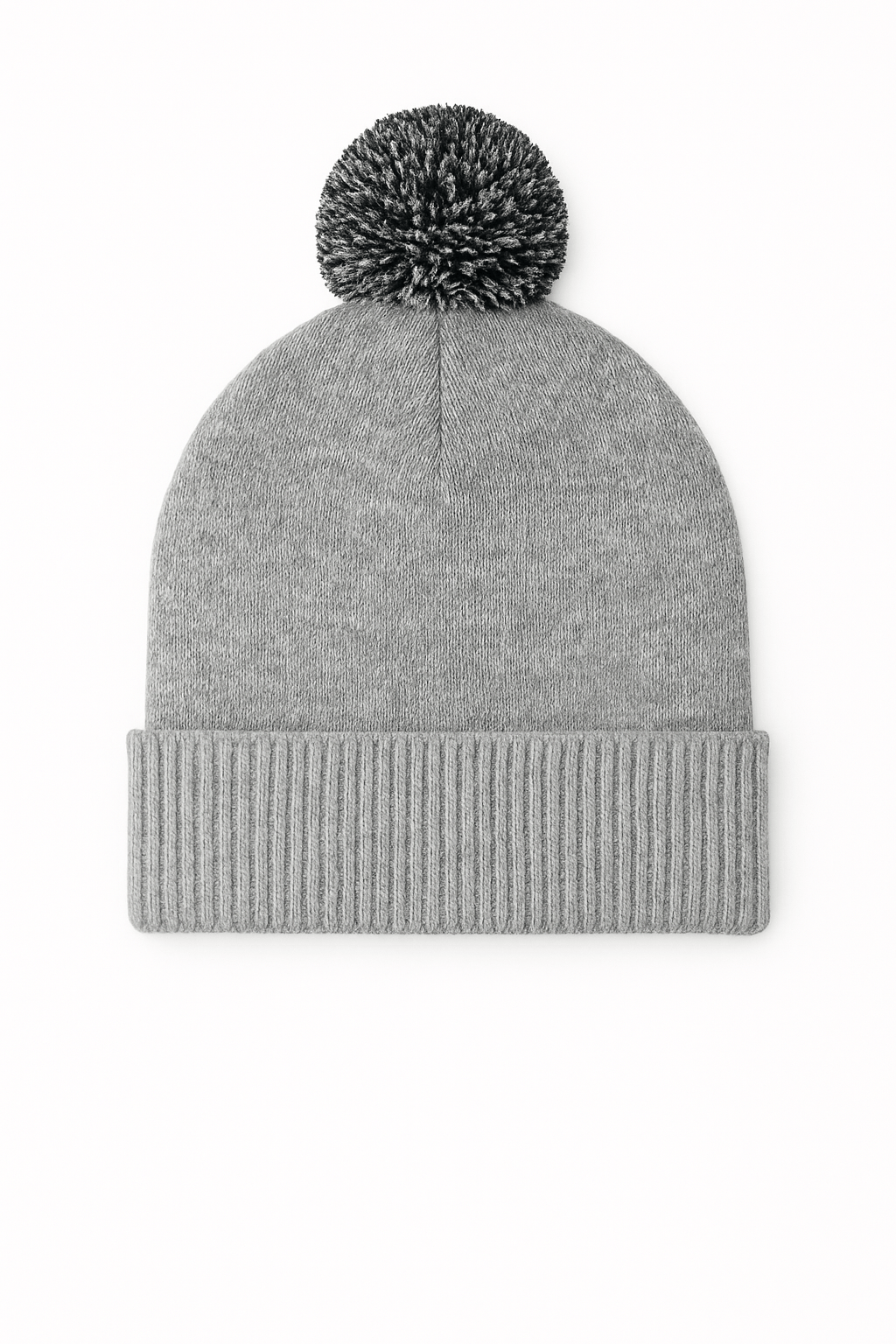 UC413 Heather Grey/Black Pom Pom Beanie
