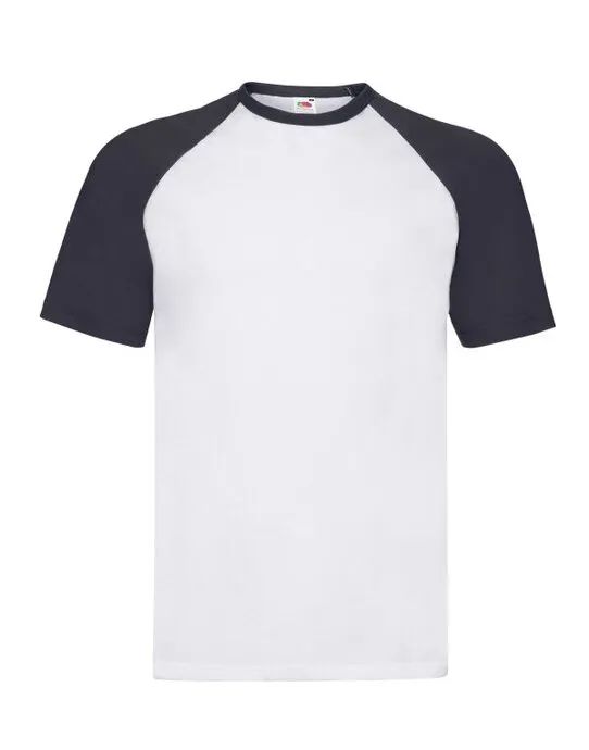 61026 Men’s Valueweight Short Sleeve Baseball T-Shirt White/Deep Navy