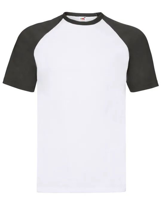 61026 Men’s Valueweight Short Sleeve Baseball T-Shirt White/Black