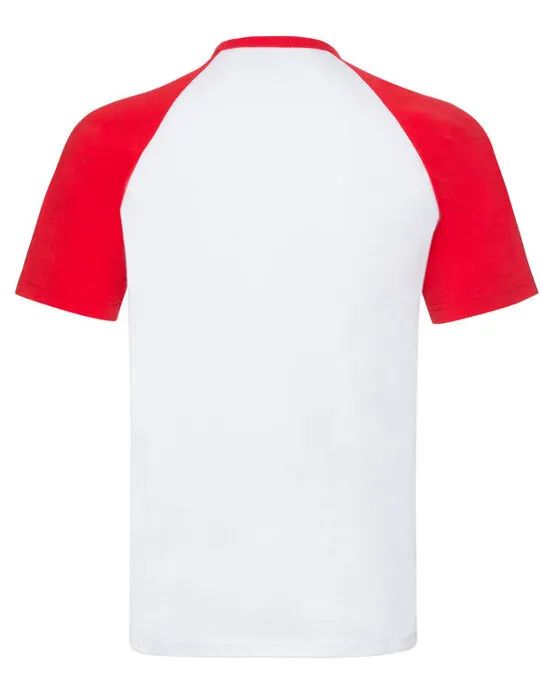 61026 Men’s Valueweight Short Sleeve Baseball T-Shirt White/Red