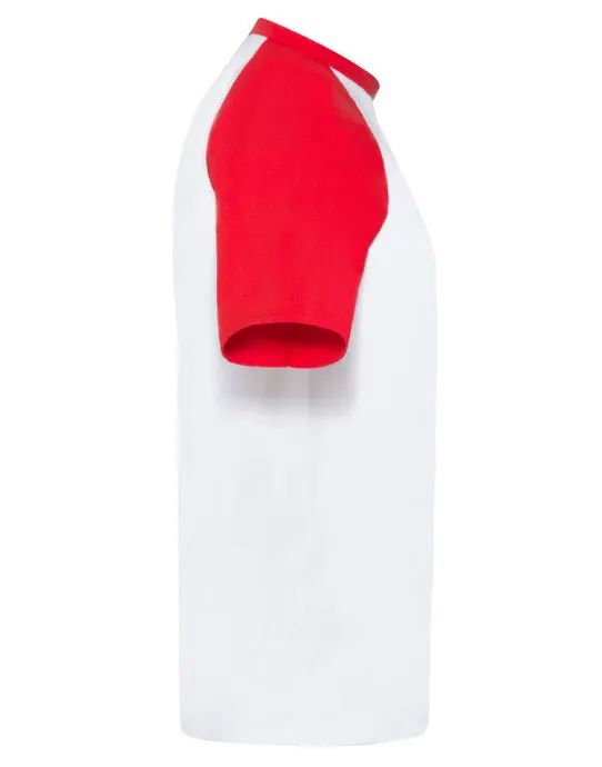 61026 Men’s Valueweight Short Sleeve Baseball T-Shirt White/Red