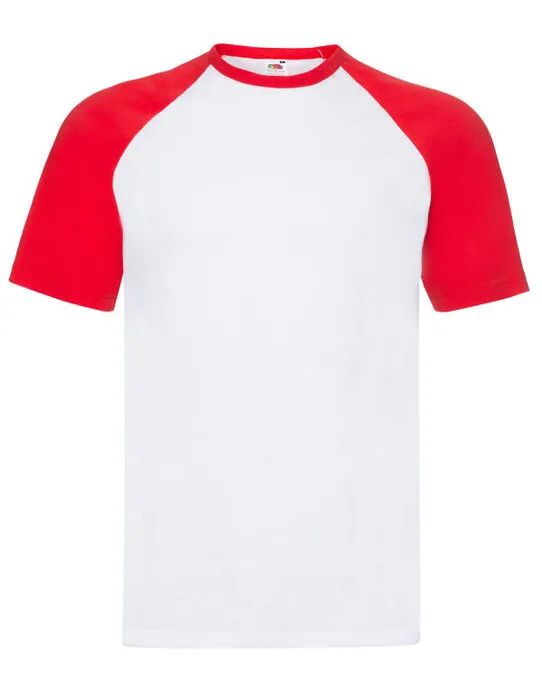 61026 Men’s Valueweight Short Sleeve Baseball T-Shirt White/Red