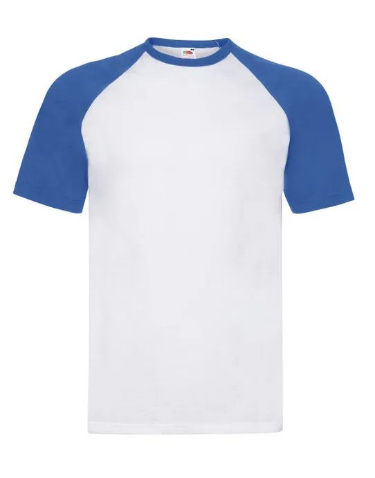 61026 Men’s Valueweight Short Sleeve Baseball T-Shirt White/Royal Blue