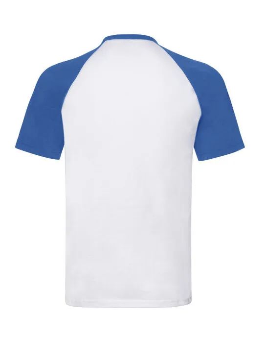 61026 Men’s Valueweight Short Sleeve Baseball T-Shirt White/Royal Blue