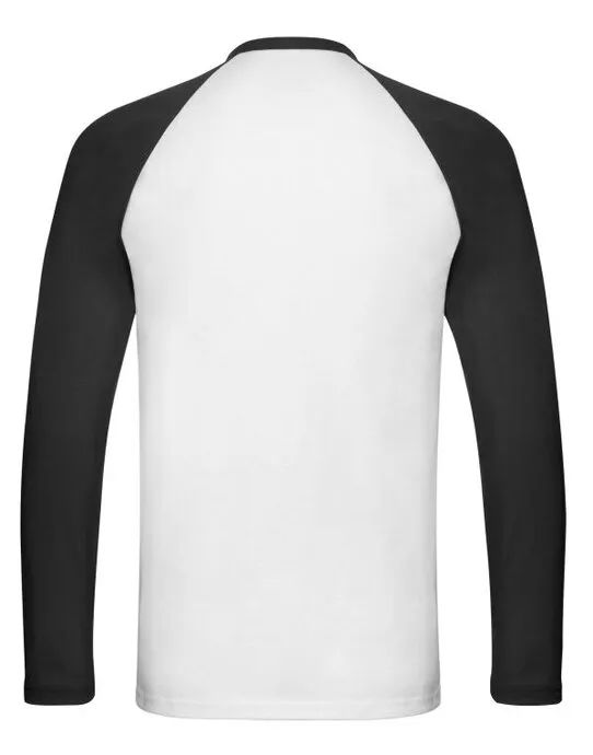 61028 Men’s Valueweight Long Sleeve Baseball T-Shirt White/Black
