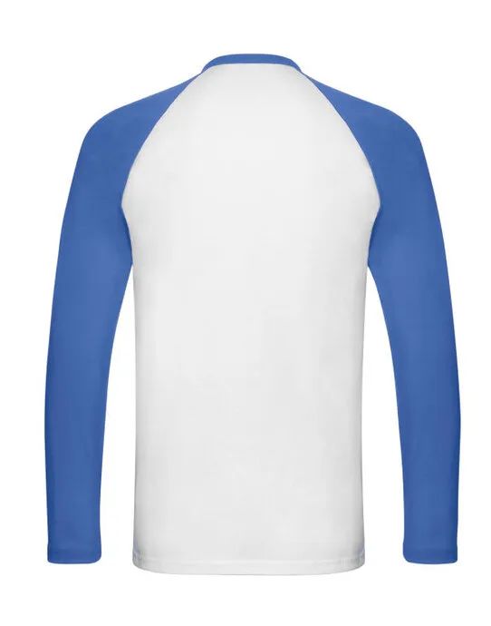 61028 Men’s Valueweight Long Sleeve Baseball T-Shirt White/Royal Blue