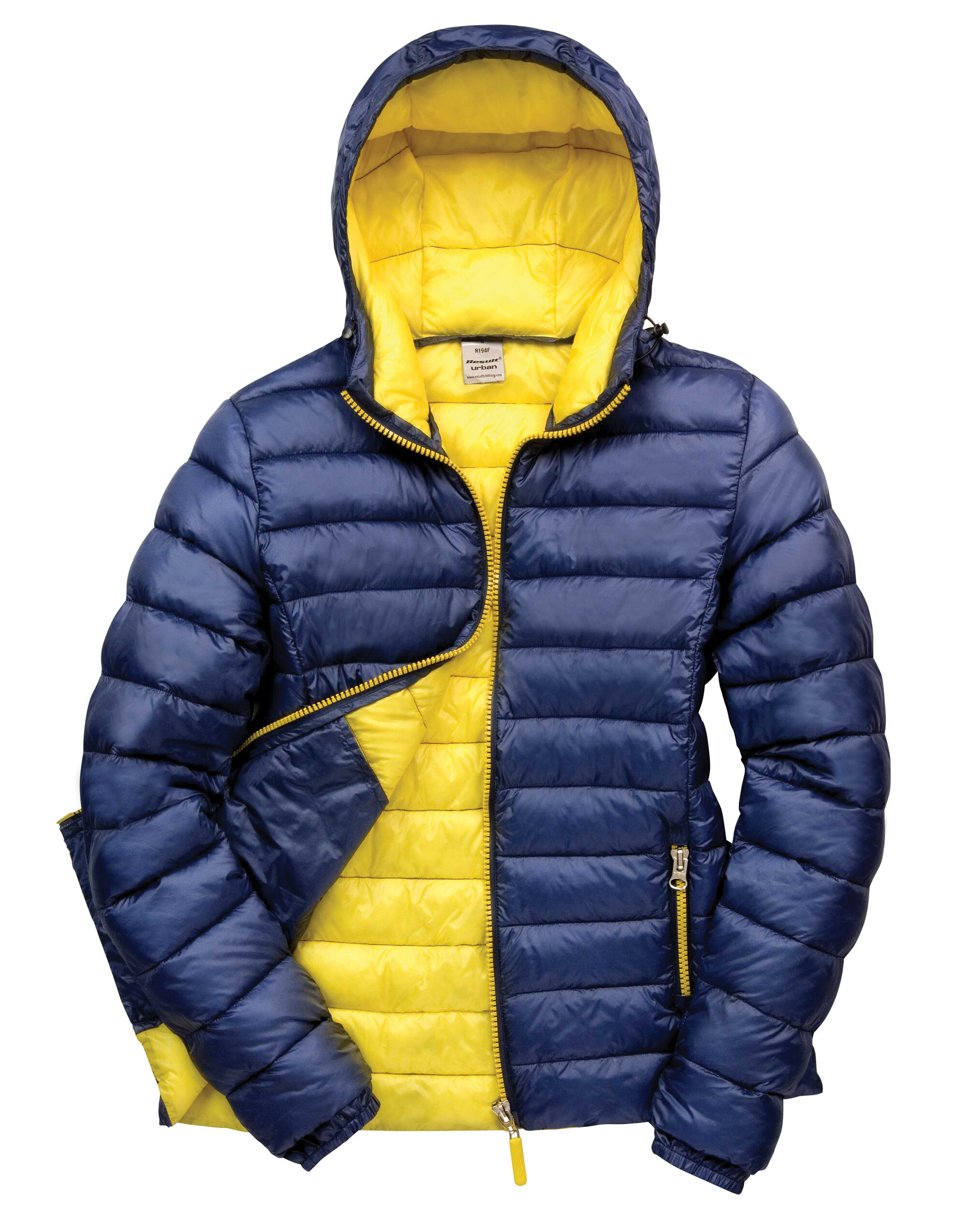 R194F Ladies’ Snow Bird Padded Jacket Navy/Yellow