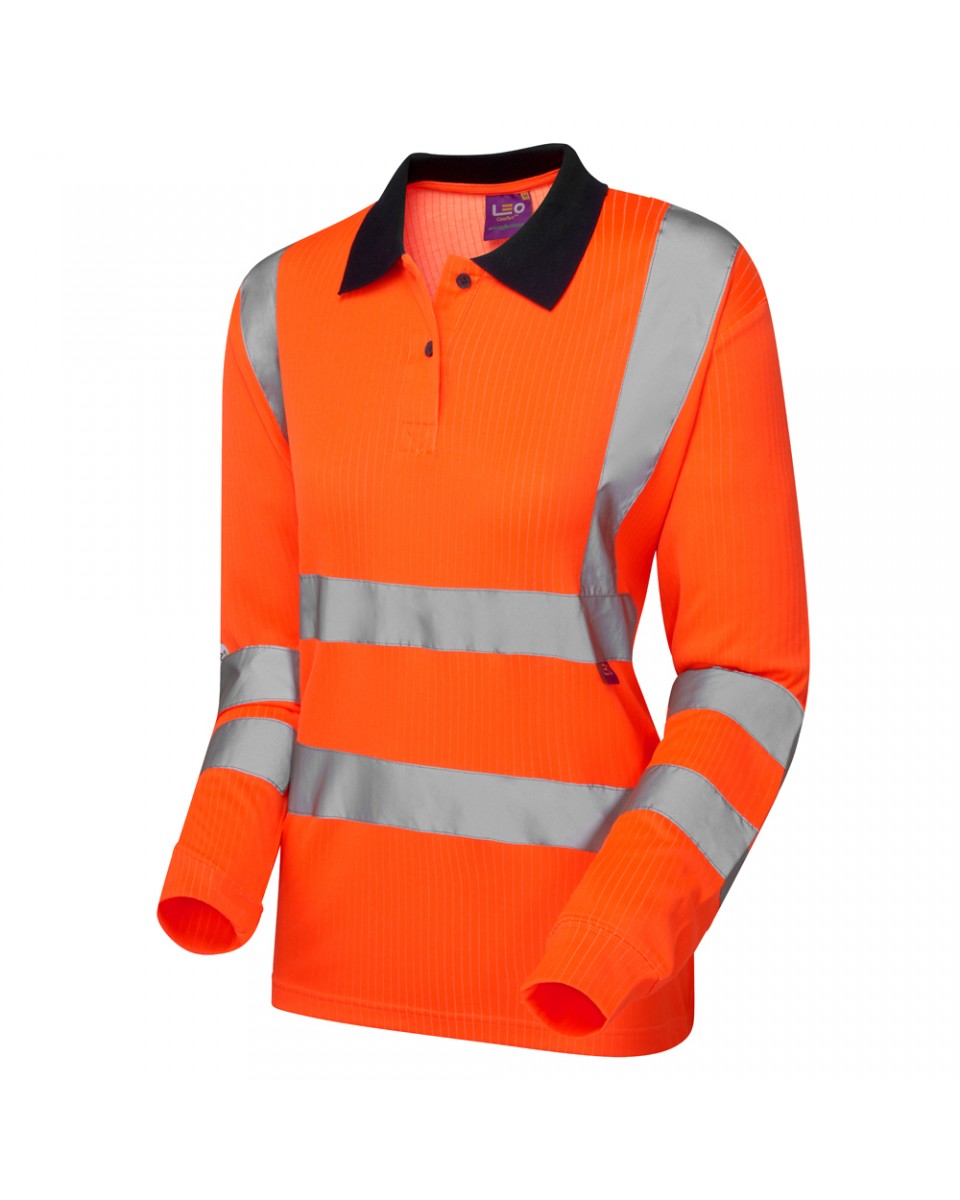 BEAFORD ISO 20471 Cl 3 Comfort Women’s Sleeved Polo Shirt HV ORANGE