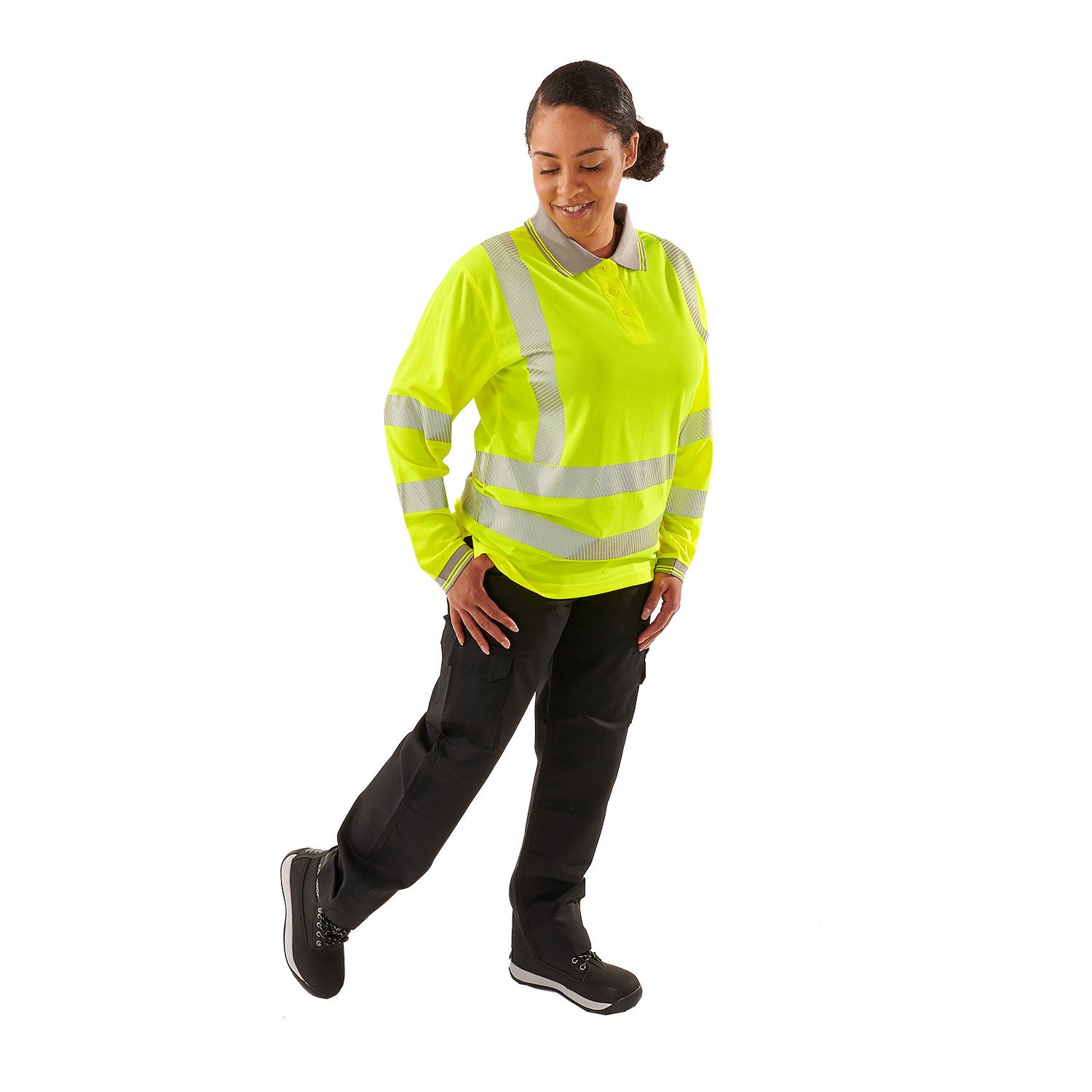 Yellow Ladies Hi Vis Yellow Jaya Birds Eye Polo