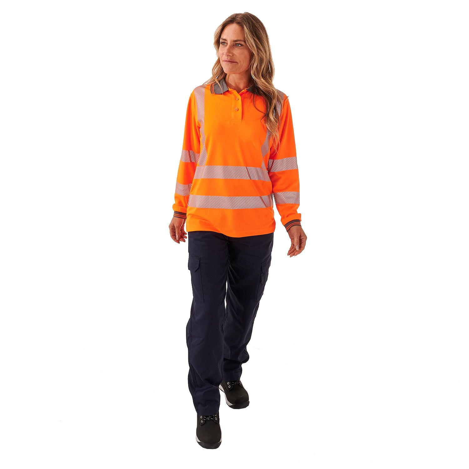 Orange Ladies Hi Vis Orange Jaya Birds Eye Polo