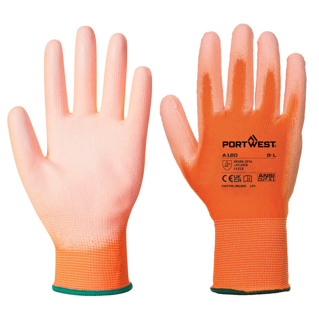A120 Grip 13 PU Palm Glove Orange A120 Grip 13 PU Palm Glove Orange