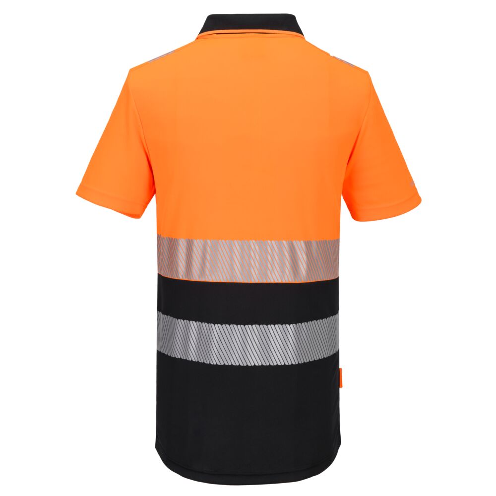 DX435 DX4 Hi-Vis Zip Class 1 Polo Shirt S/S Orange/Black