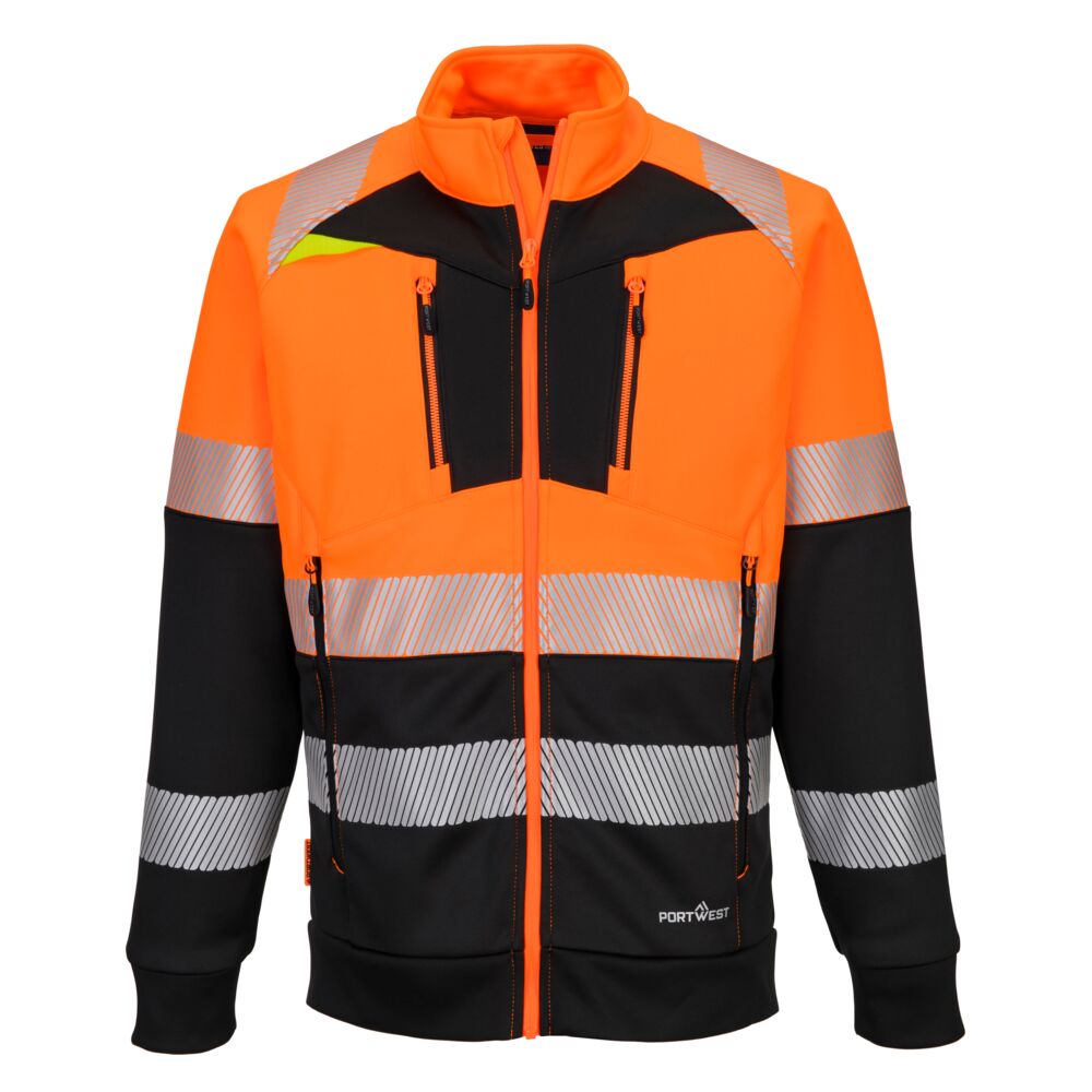 DX490 DX4 Hi-Vis Class 1 Funnel Neck Zipped Sweatshirt Orange/Black