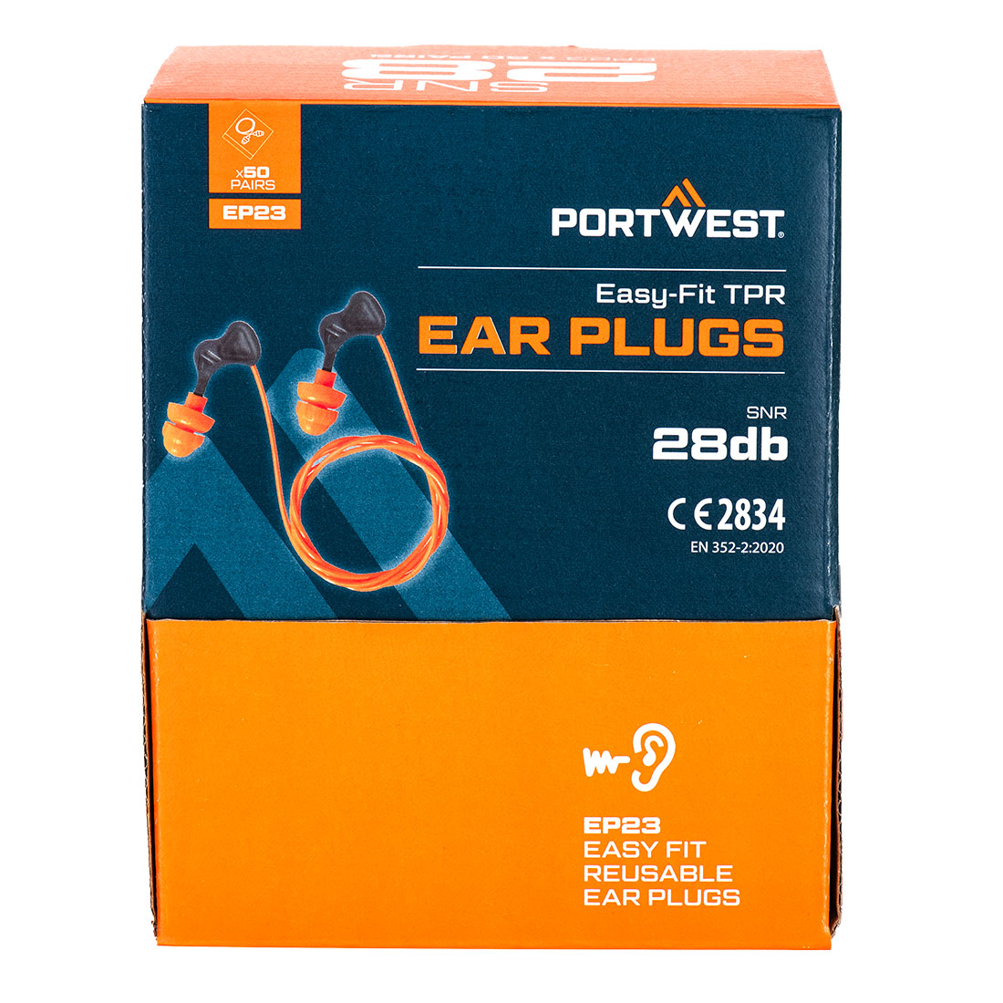 EP23 Easy Fit TPR Ear Plugs (50 Pairs) Orange