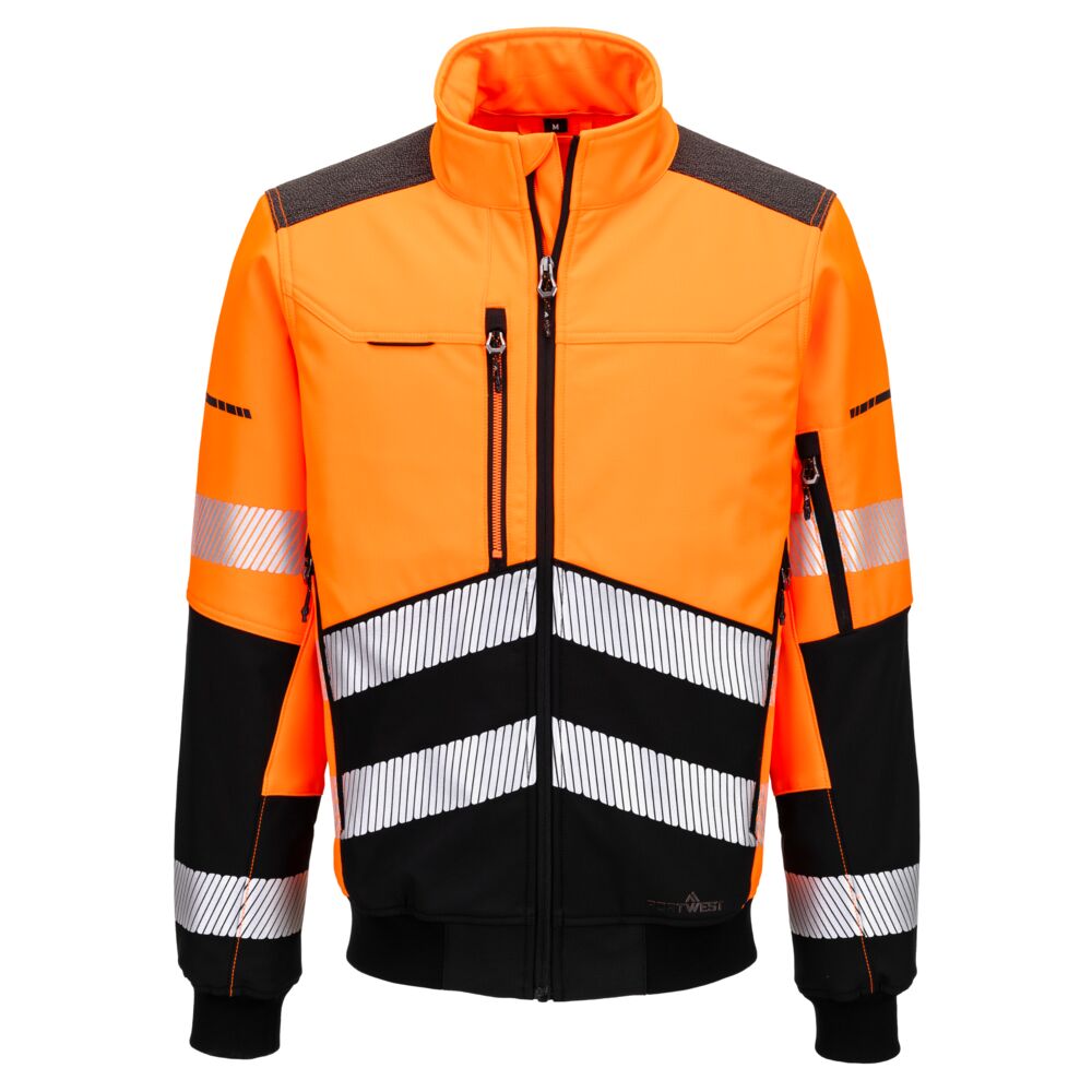 EV468 EV4 Hi-Vis Softshell Bomber (3L) Orange/Black EV468 EV4 Hi-Vis Softshell Bomber (3L) Orange/Black