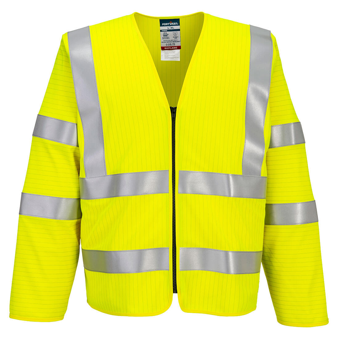 FR616 Bizflame Hi-Vis FR Long Sleeve Zip Vest Yellow FR616 Bizflame Hi-Vis FR Long Sleeve Zip Vest Yellow