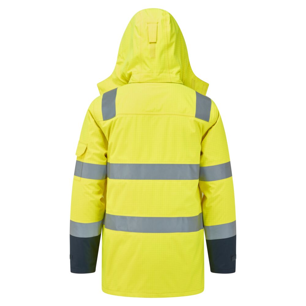 FR617 Bizflame Rain+ Hi-Vis Multi-Norm Contrast FR Winter Jacket Yellow/Navy