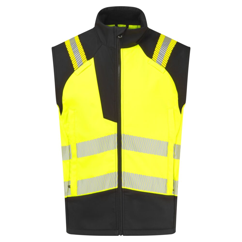 FR719 PW3 Modaflame Softshell Hi-Vis FR Gilet Yellow/Black