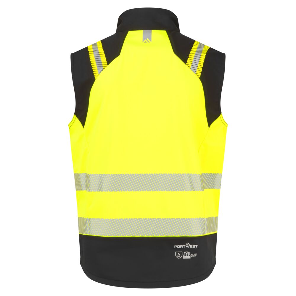 FR719 PW3 Modaflame Softshell Hi-Vis FR Gilet Yellow/Black
