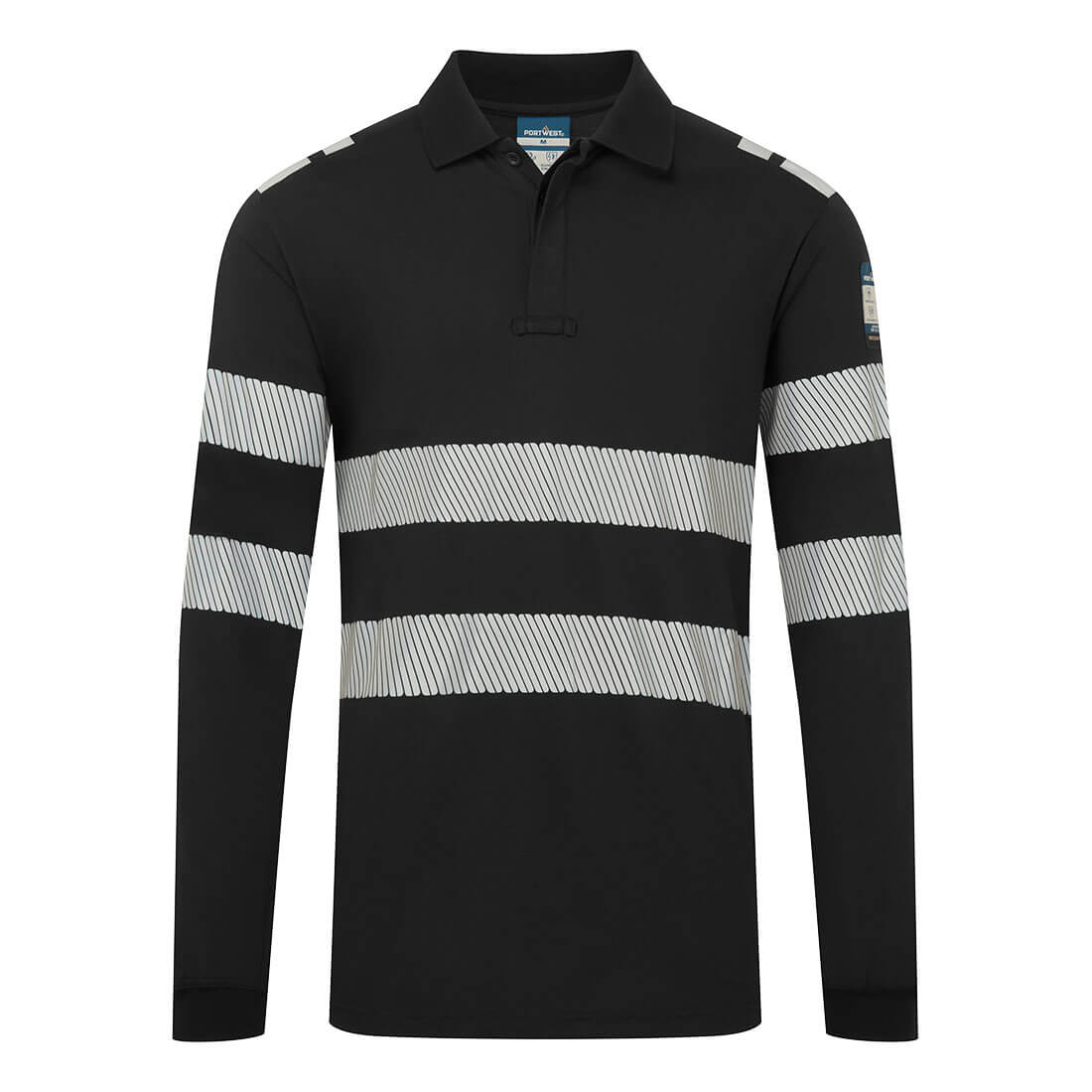 FR733 PW3 Modaflame Knit FR Long Sleeve Polo Shirt Black