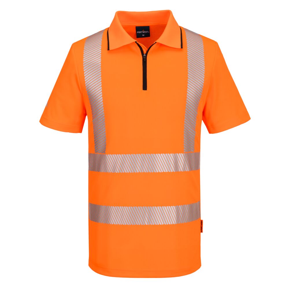 KX302 KX3 Sport Hi-Vis Zip Polo Shirt S/S Orange KX302 KX3 Sport Hi-Vis Zip Polo Shirt S/S Orange