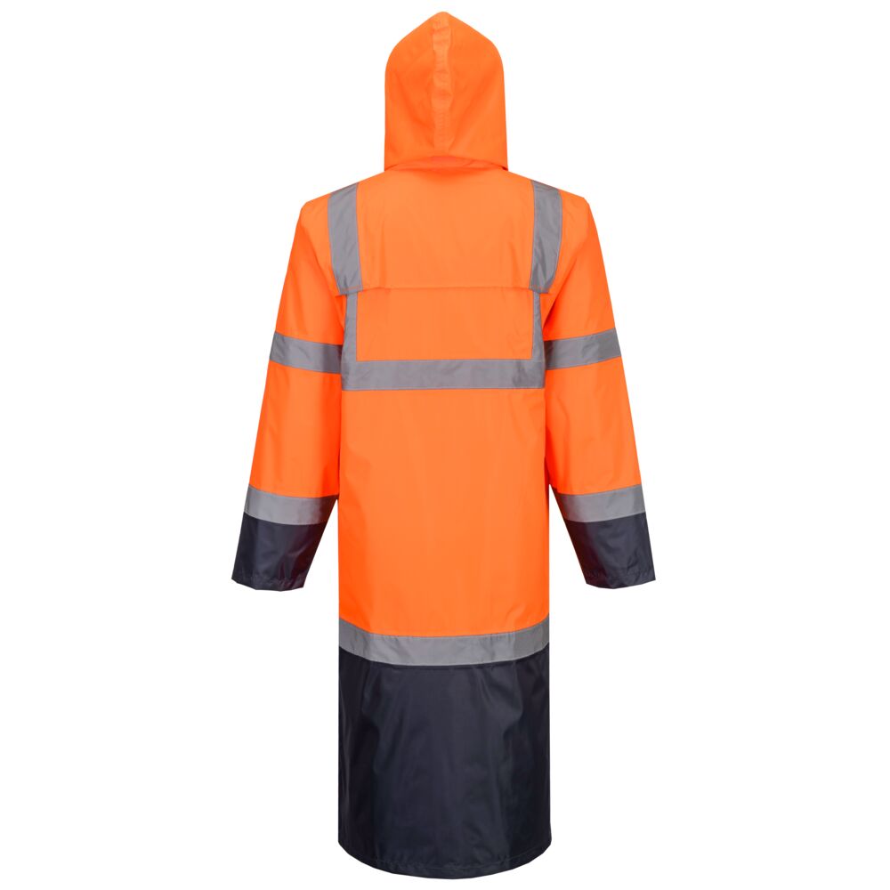 H446 Hi-Vis Contrast Raincoat 122cm Orange/Navy