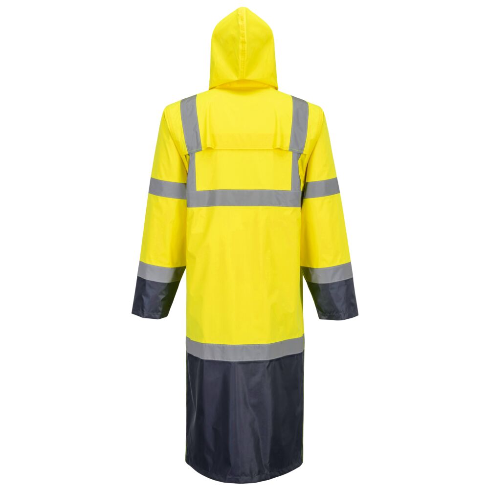 H446 Hi-Vis Contrast Raincoat 122cm Yellow/Navy