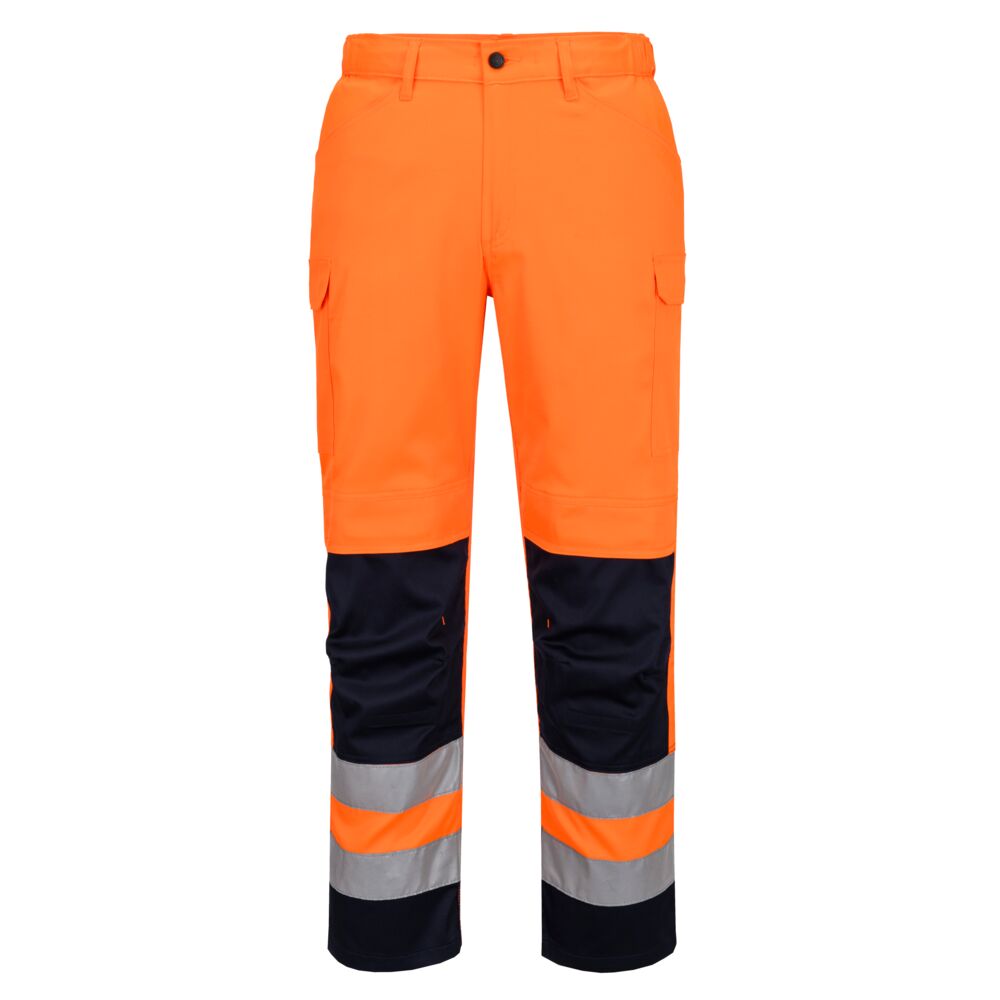 T143 Hi-Vis Mesh Panel Trousers Orange/Navy T143 Hi-Vis Mesh Panel Trousers Orange/Navy
