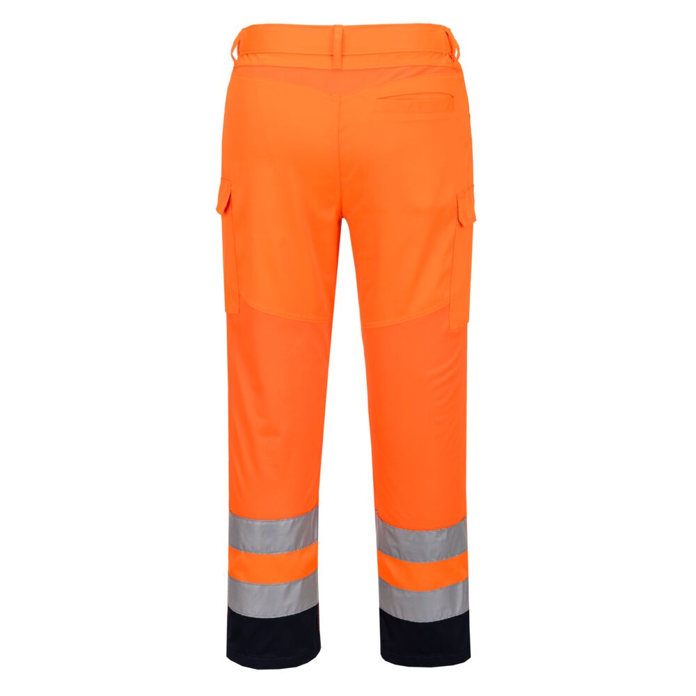 T143 Hi-Vis Mesh Panel Trousers  Orange/Navy