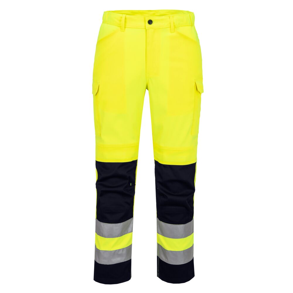 T143 Hi-Vis Mesh Panel Trousers  Yellow/Navy