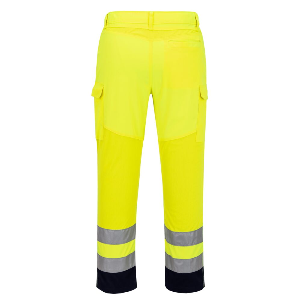 T143 Hi-Vis Mesh Panel Trousers  Yellow/Navy