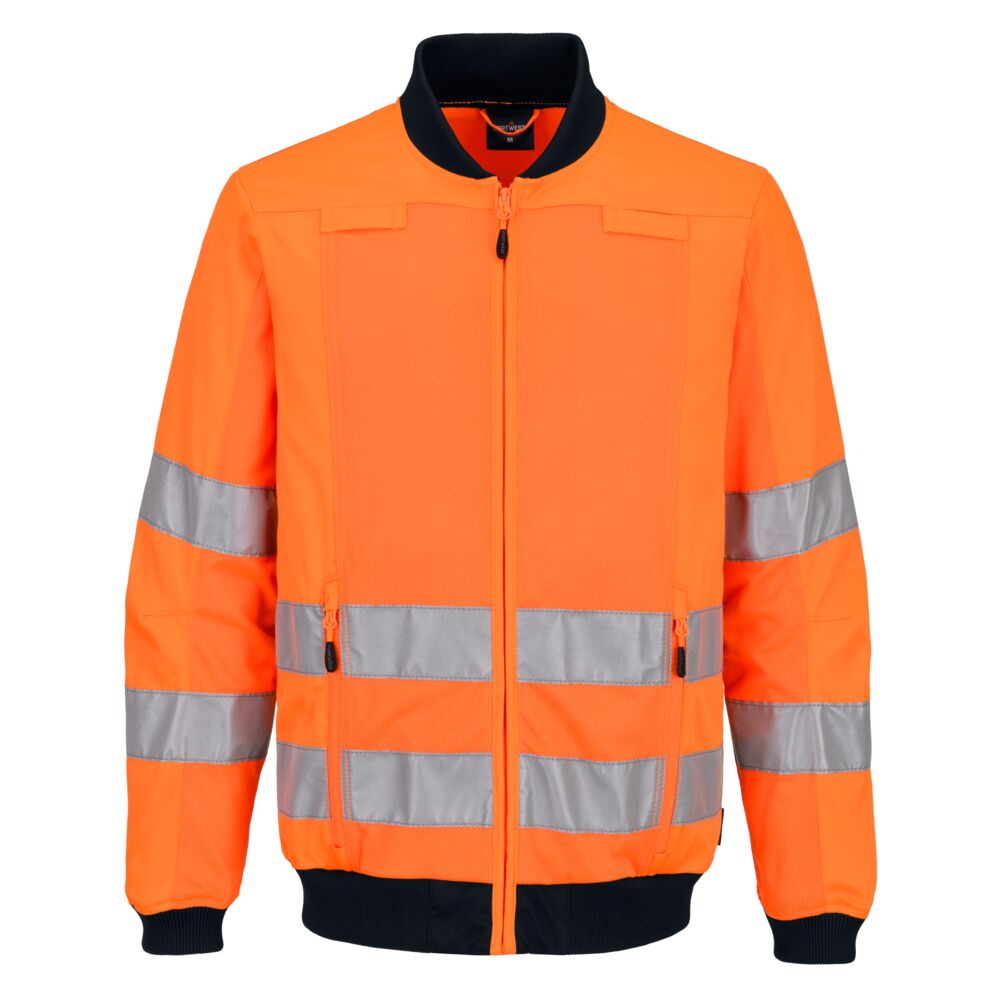 T164 Hi-Vis Mesh Panel Work Jacket  Orange/Navy