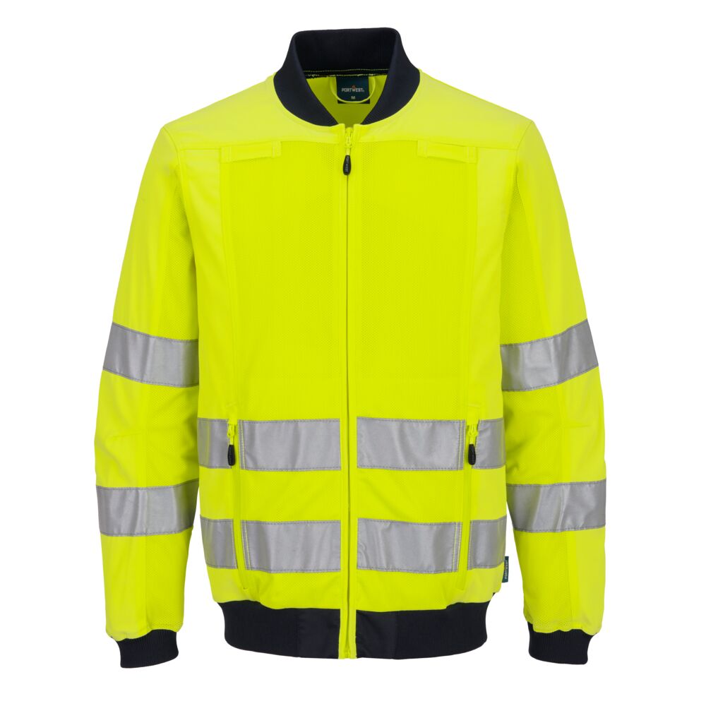 T164 Hi-Vis Mesh Panel Work Jacket  Yellow/Navy