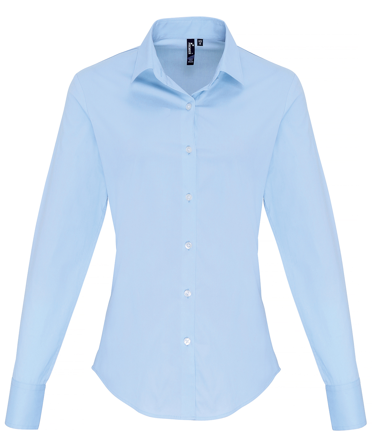 PR344 Women’s stretch fit cotton poplin long sleeve blouse Blue PR344 Women’s stretch fit cotton poplin long sleeve blouse Blue