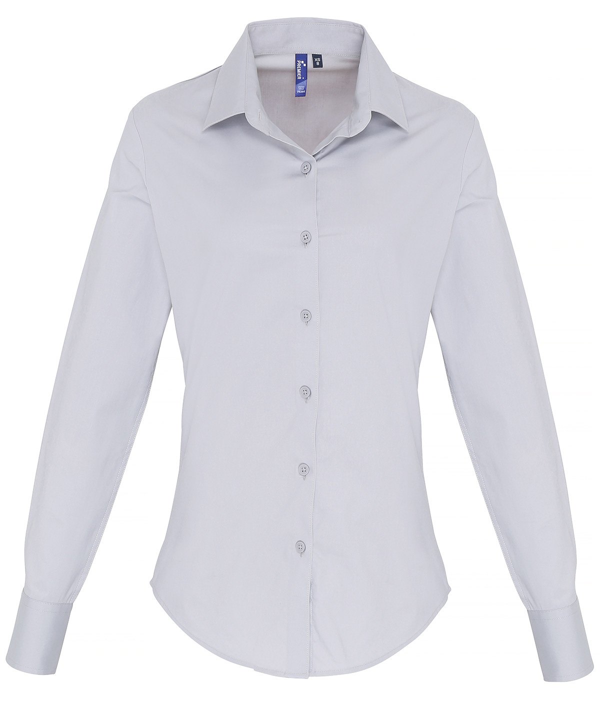 PR344 Women’s stretch fit cotton poplin long sleeve blouse Grey