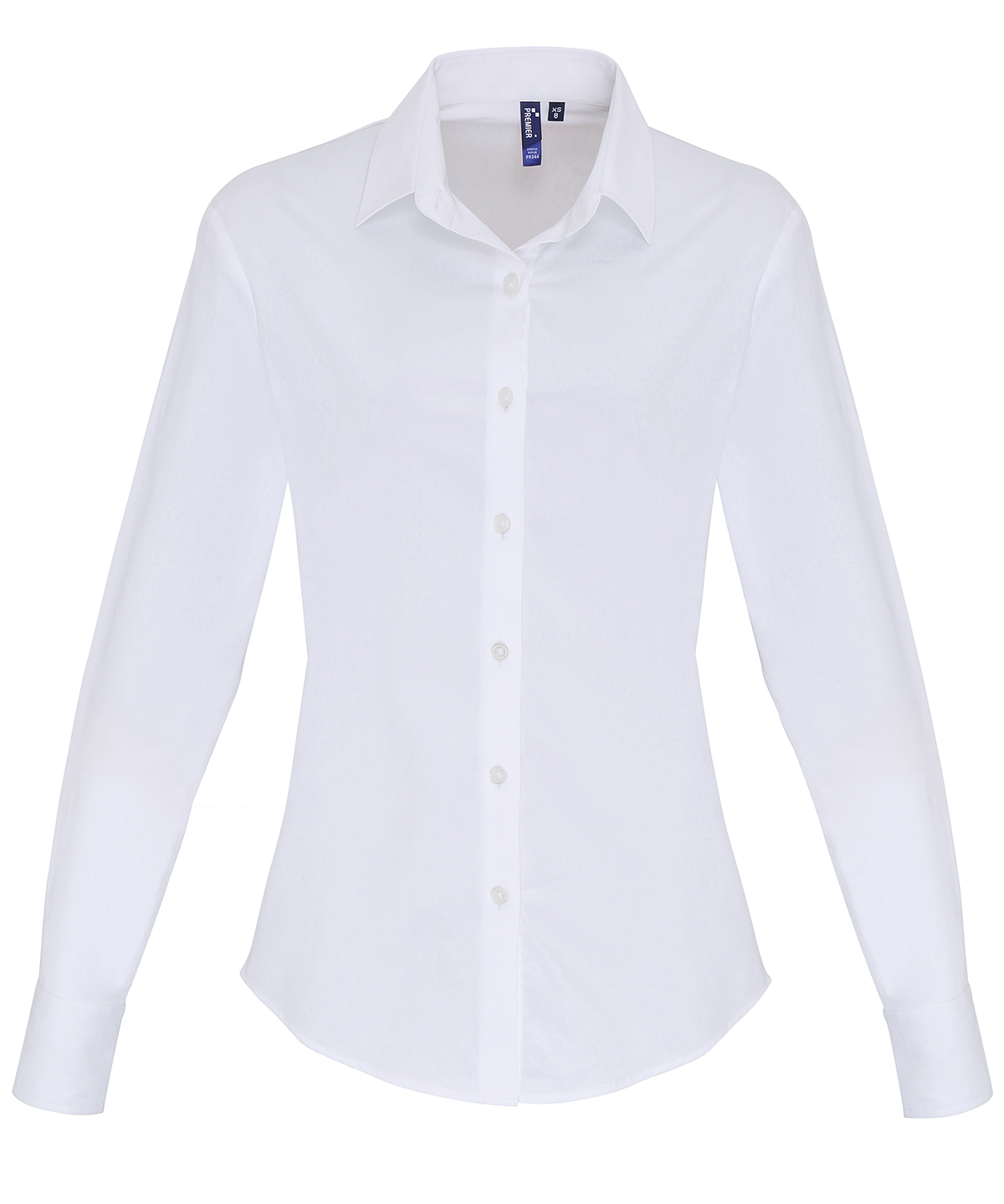 PR344 Women’s stretch fit cotton poplin long sleeve blouse White