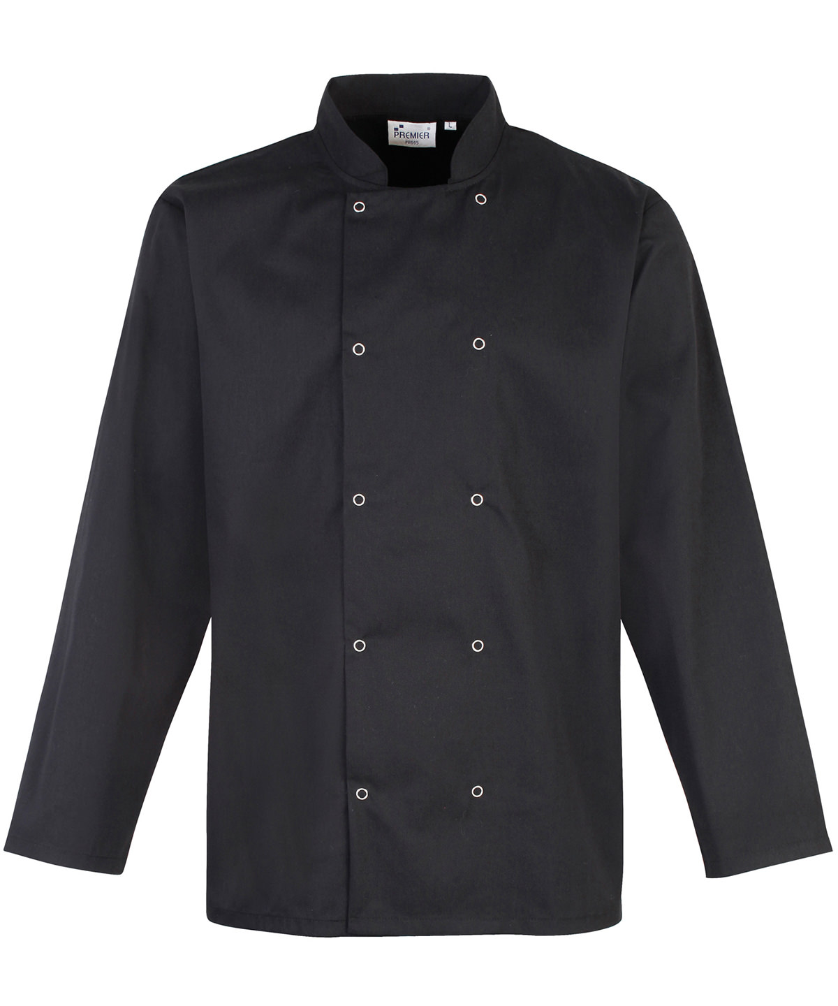 PR665 Studded front long sleeve chef’s jacket Black